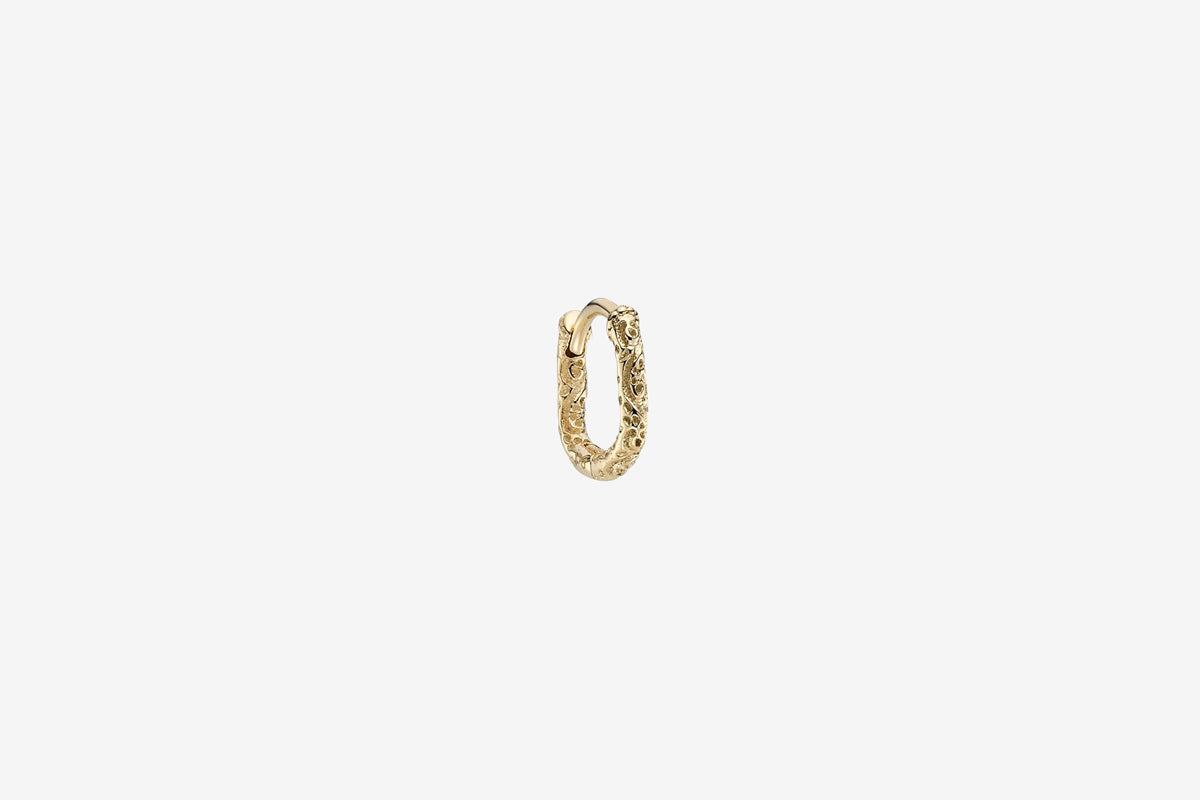 9k Gold Engraved Oval Clicker Hoop - Single Earring