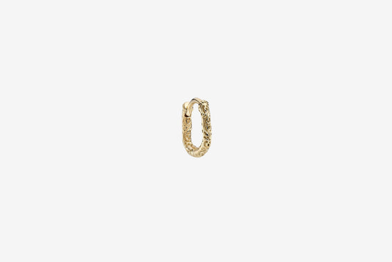 9k Gold Engraved Oval Clicker Hoop - Single Earring