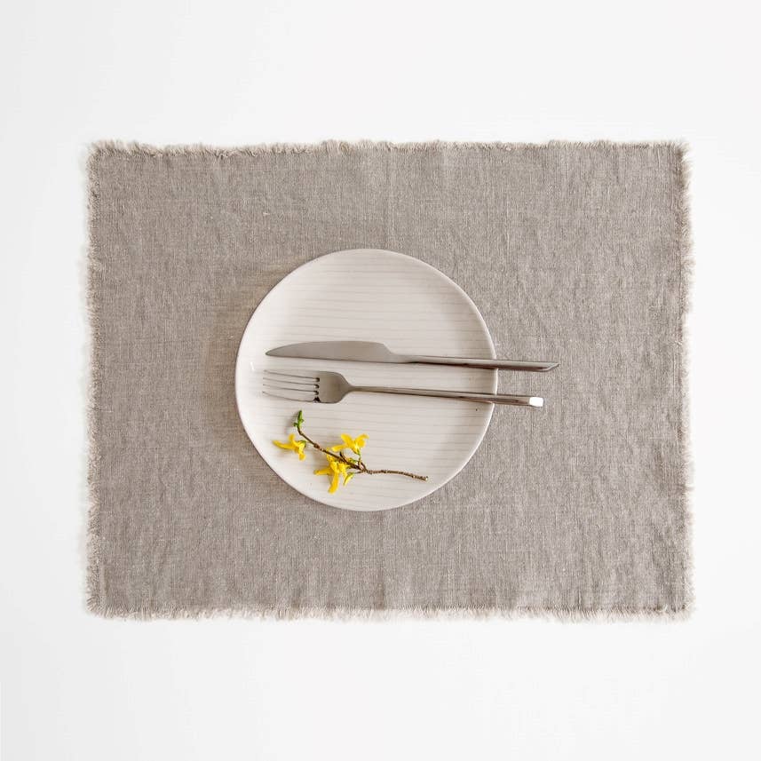 Natural Linen Placemat with Fringes