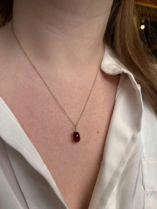 Occasionally Sweet 14k Gold Garnet Necklace