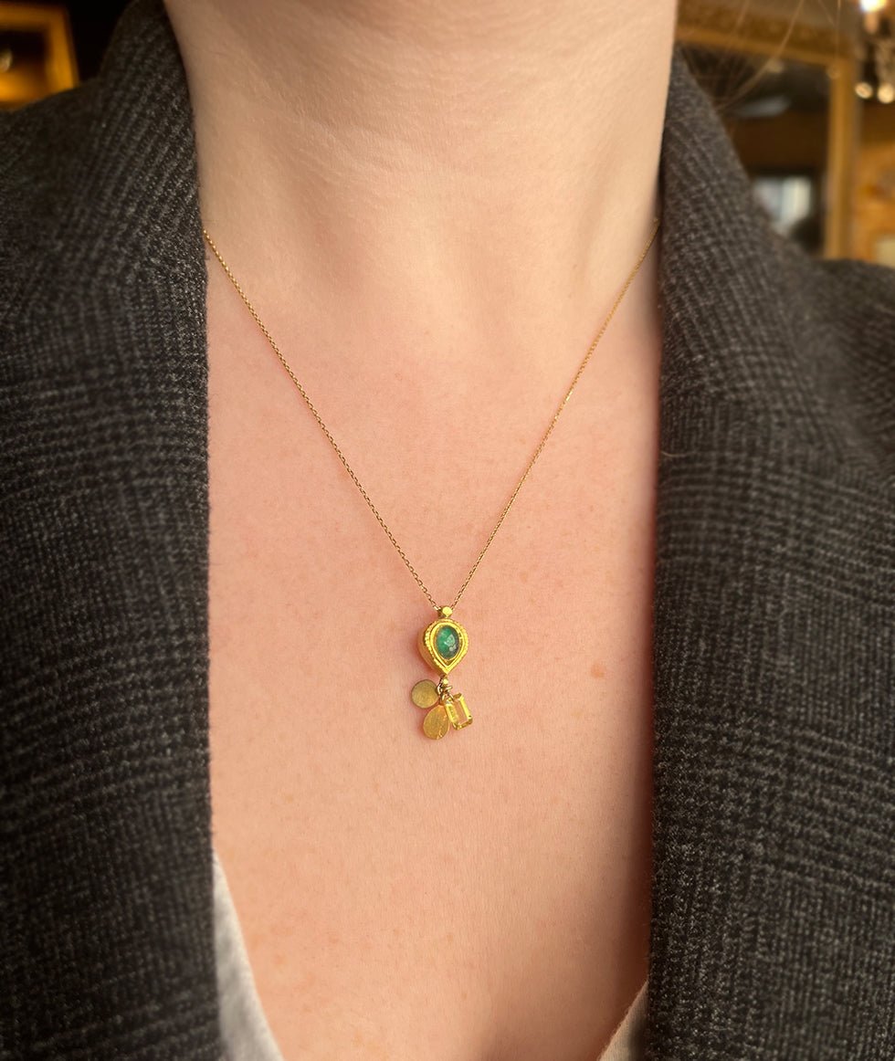 One of a Kind Emerald & Yellow Sapphire Necklace