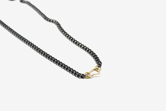 Oxidized Silver Curb Chain Open Link Necklace