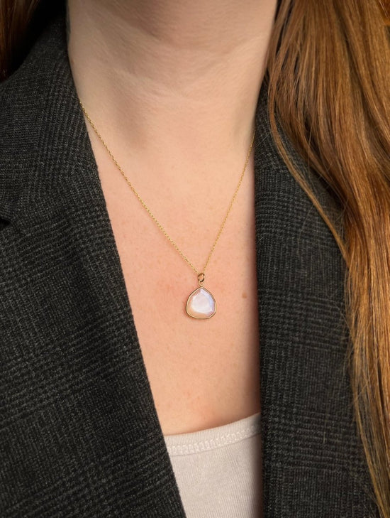 Petite Baleine 18k Rainbow Moonstone Pendant Necklace