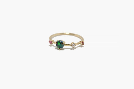 Petite Baleine Opal + Sapphire + Diamond Dot Dash Ring