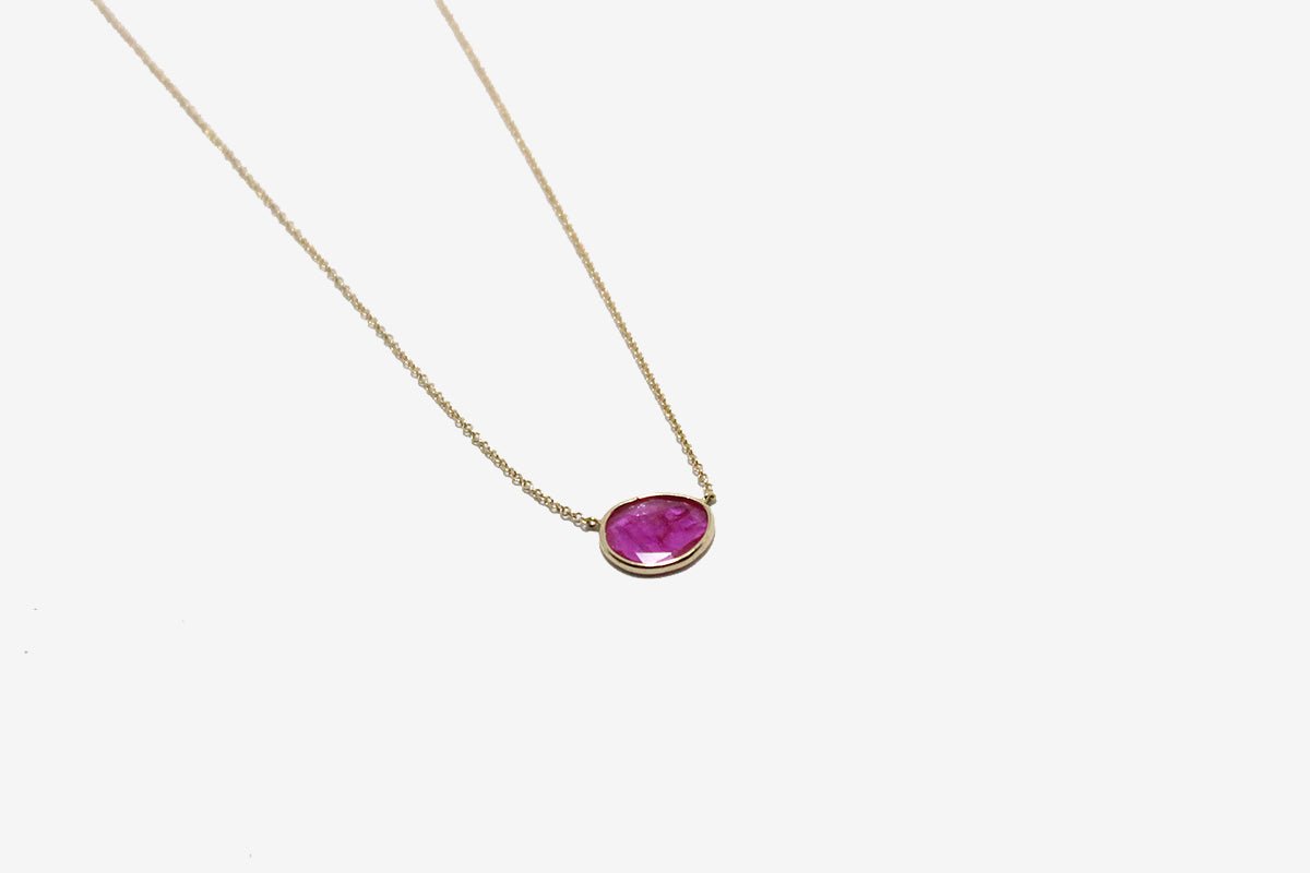 Petite Baleine Rose Cut Ruby Necklace