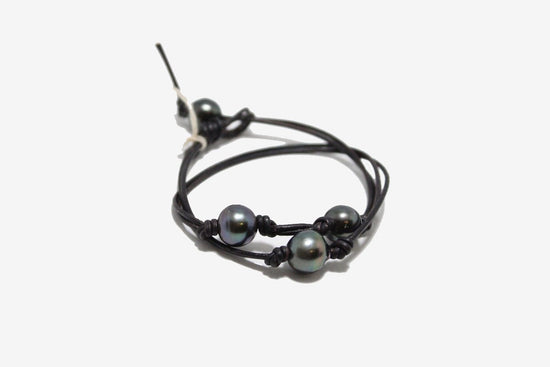 Petite Baleine Tahitian Pearl Leather Wrap Bracelet