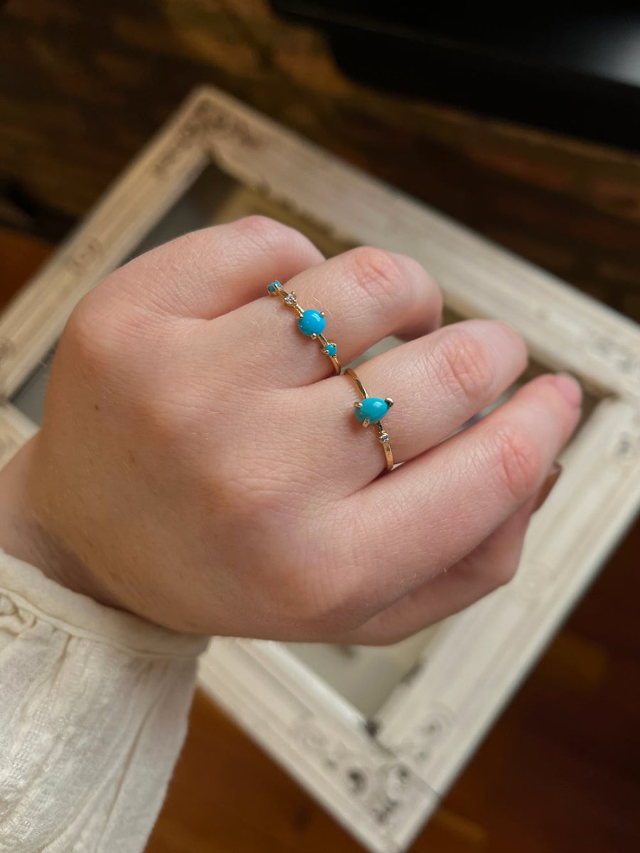 Petite Baleine Turquoise + Diamond Dot Dash Ring