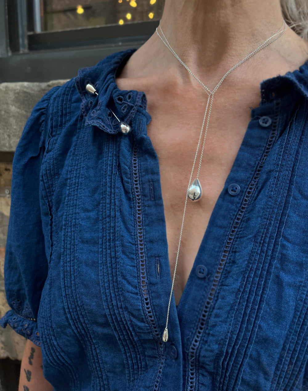 Sterling Silver Drop Line Necklace