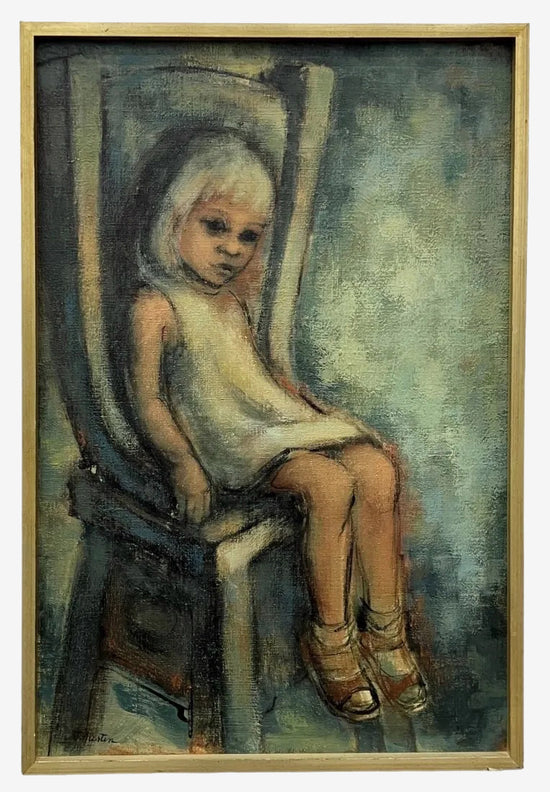 Original Oil of Seated Girl