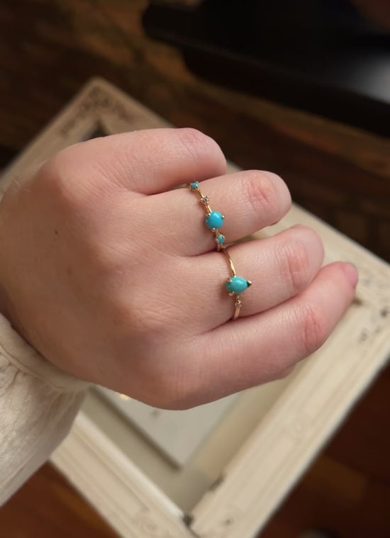 Load and play video in Gallery viewer, Petite Baleine Turquoise + Diamond Dot Dash Ring
