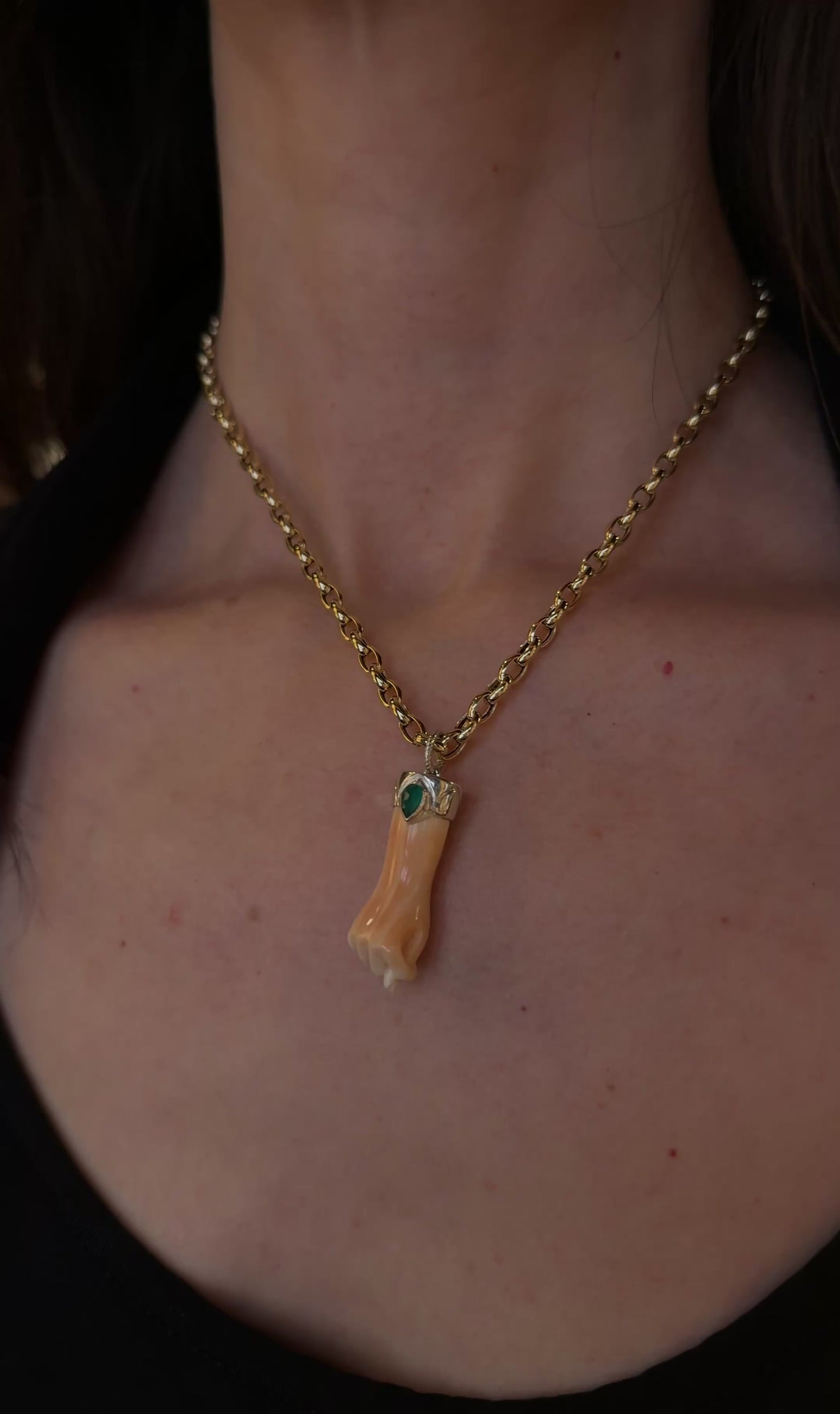 Sterling Silver Carved Figa Pendant