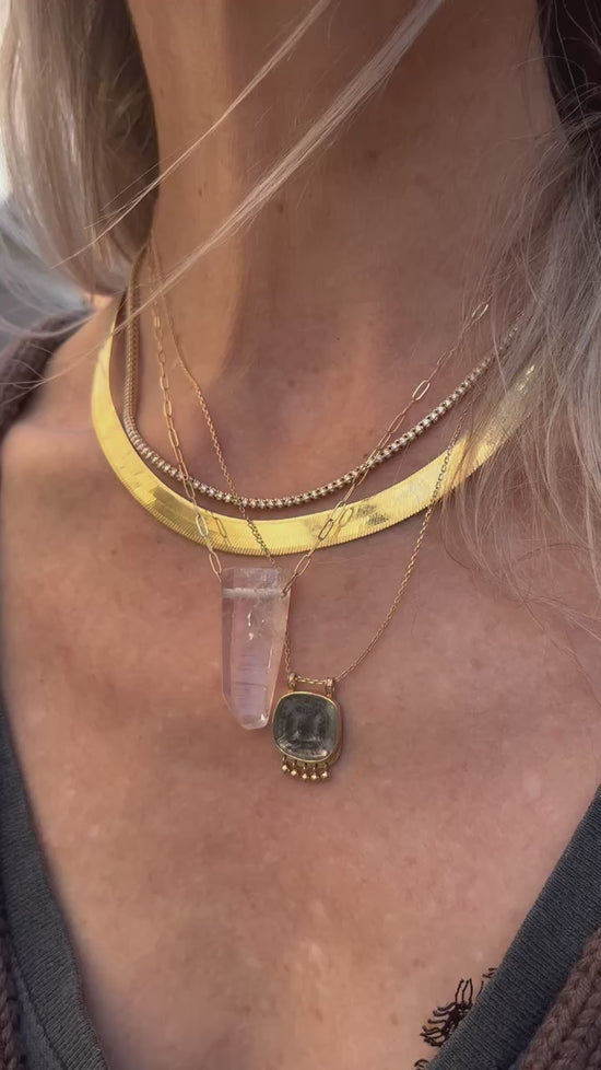 Load and play video in Gallery viewer, 14k Gold Tibetan Quartz Crystal Necklace
