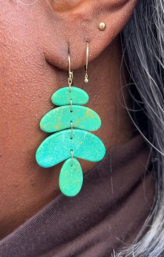 Load and play video in Gallery viewer, Ten Thousand Things Green Turquoise Small Totem Earrings
