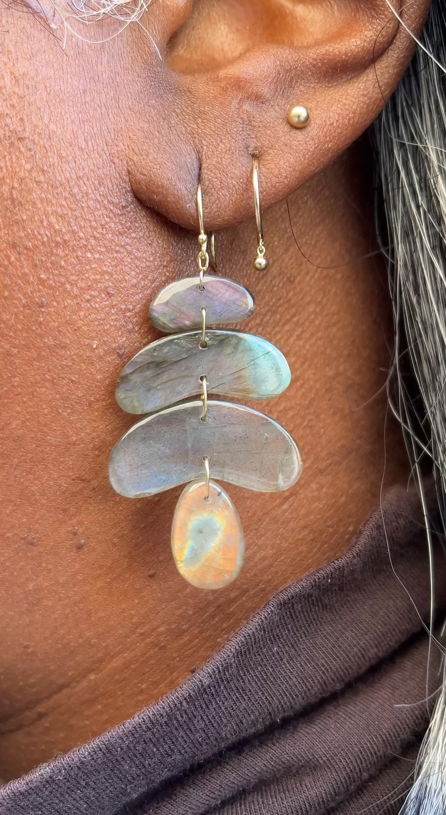 Load and play video in Gallery viewer, Ten Thousand Things Labradorite Small Totem Earrings
