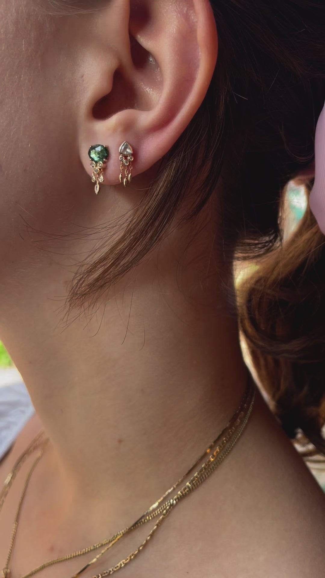 Load and play video in Gallery viewer, Celine Daoust 14k Green Tourmaline Jellyfish Earrings
