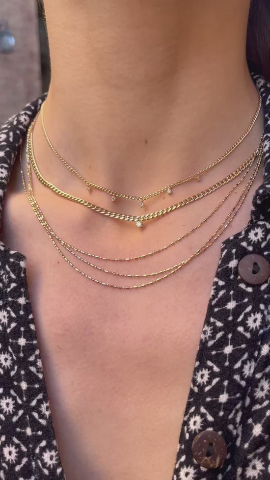 Zoe Chicco 14k Five Diamond Curb Chain Necklace