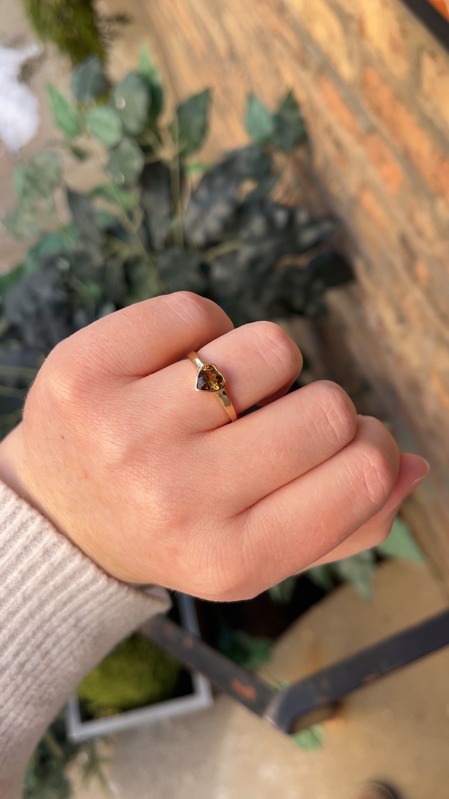 14k Gold Yellow Tourmaline Heart Ring