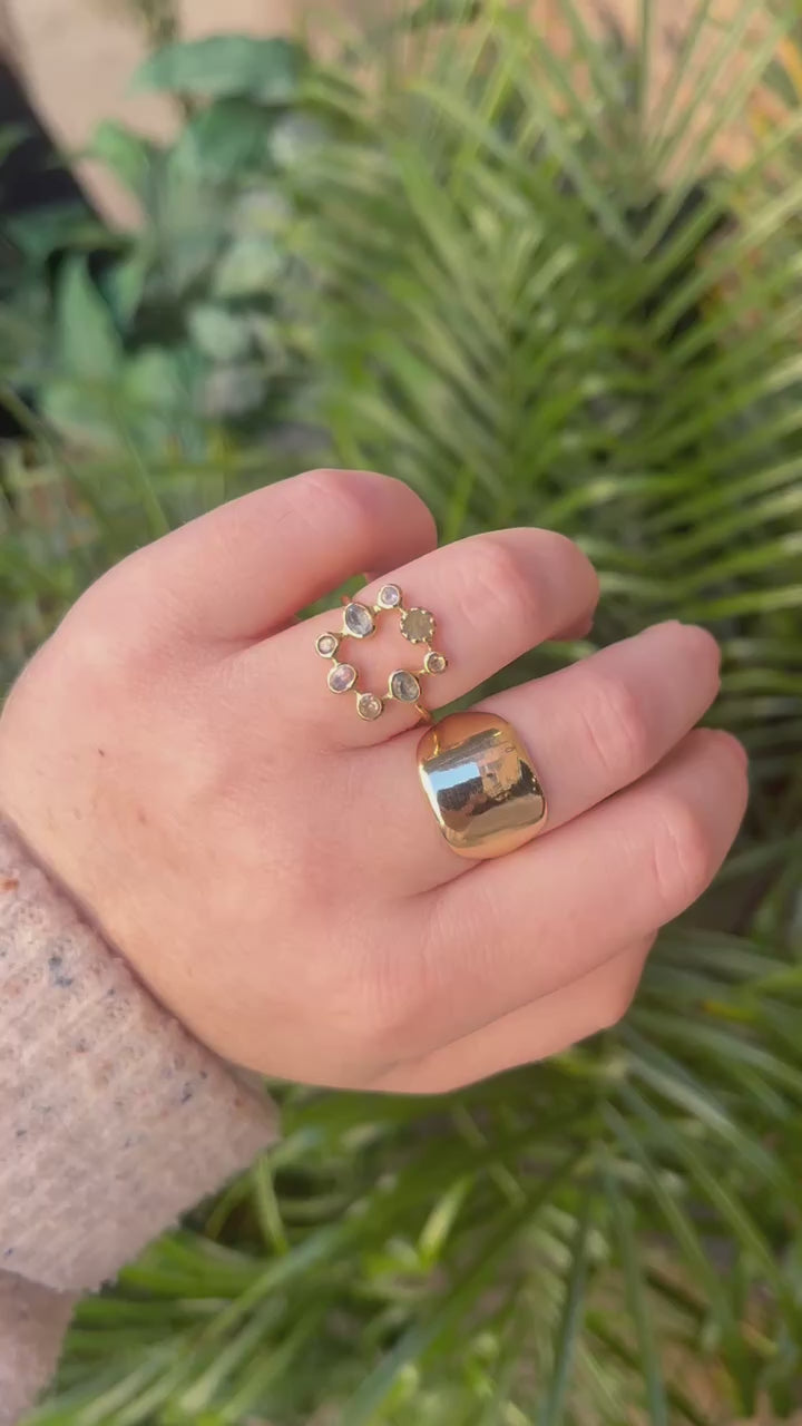 Dorette 18k Gold Couronnée Sapphire + Diamond Gemstone Ring