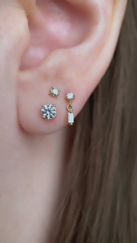 Load and play video in Gallery viewer, Zoe Chicco 14k Gold Linked Round &amp;amp; Baguette Diamond Drop Earrings
