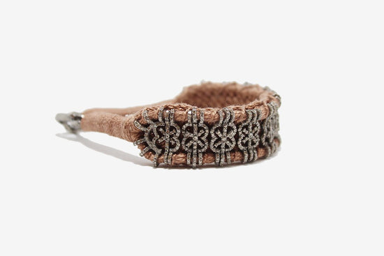 Woven Nude Silk + Diamond Bracelet