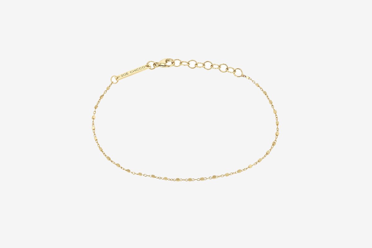 Zoe Chicco 14k Gold Cable & Square Bead Bracelet