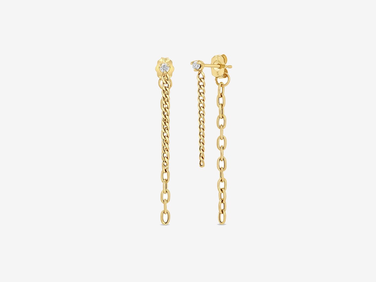 Load image into Gallery viewer, Zoe Chicco 14k Diamond Mixed Chain Drop Earrings
