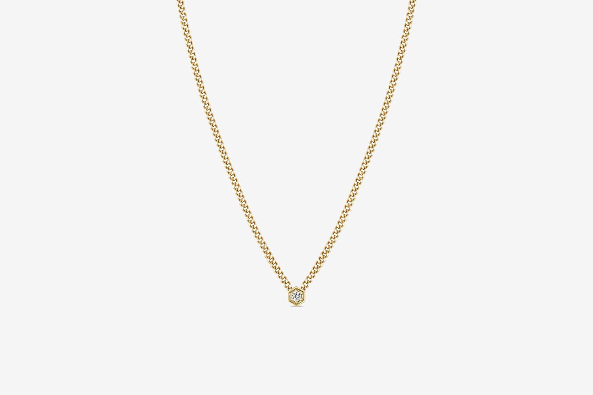 Zoe Chicco 14k Gold Diamond Hexagon Curb Chain Necklace