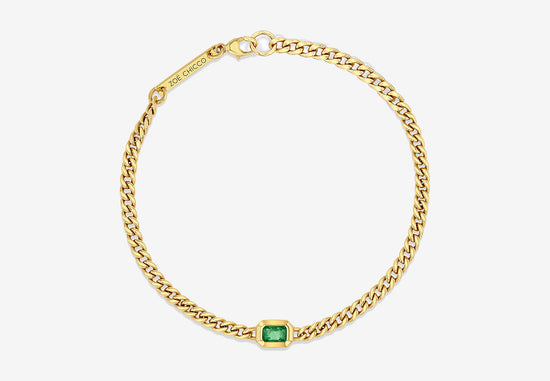 Zoe Chicco 14k Curb Chain + Emerald Bracelet