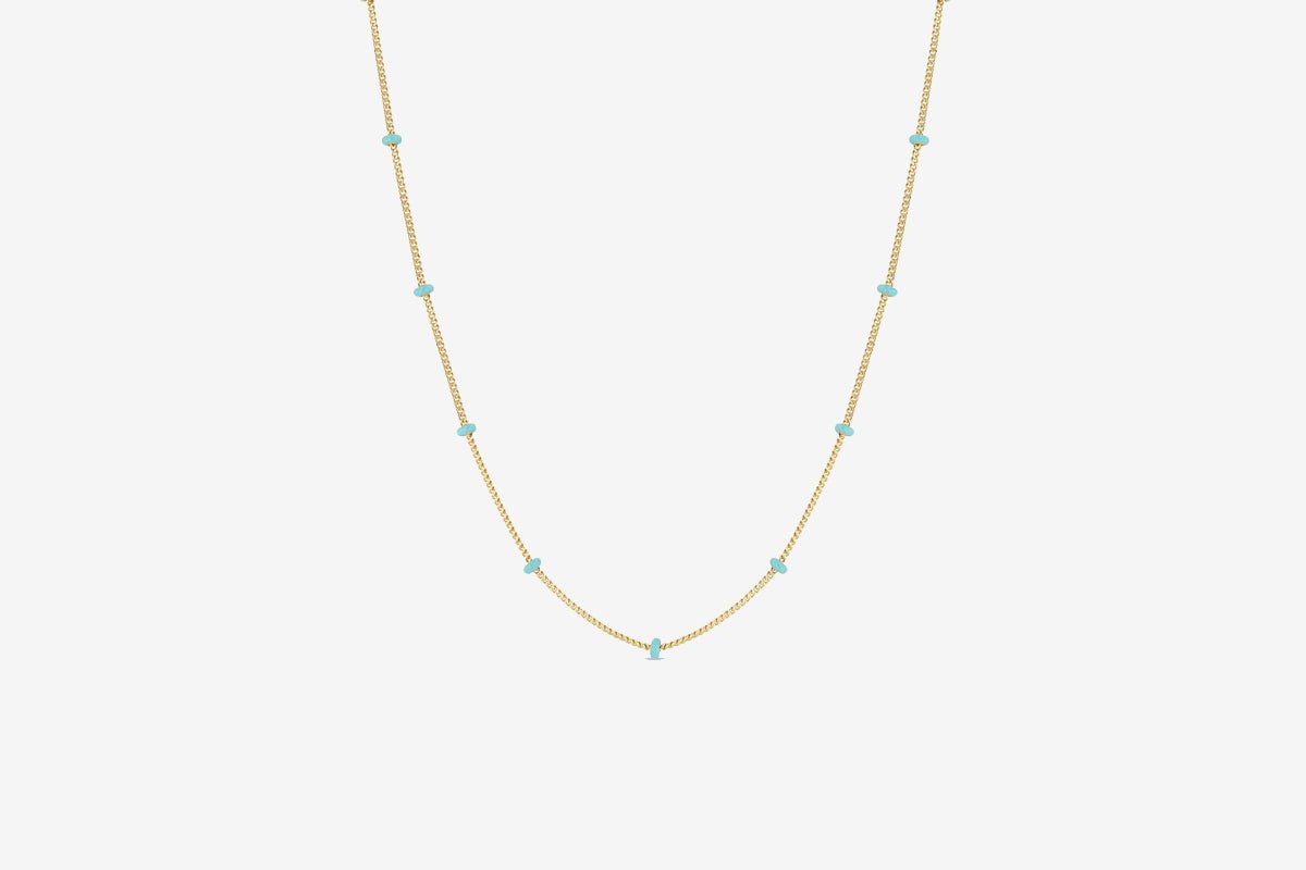 Zoe Chicco 14k Gold Enamel Satellite Curb Chain Necklace