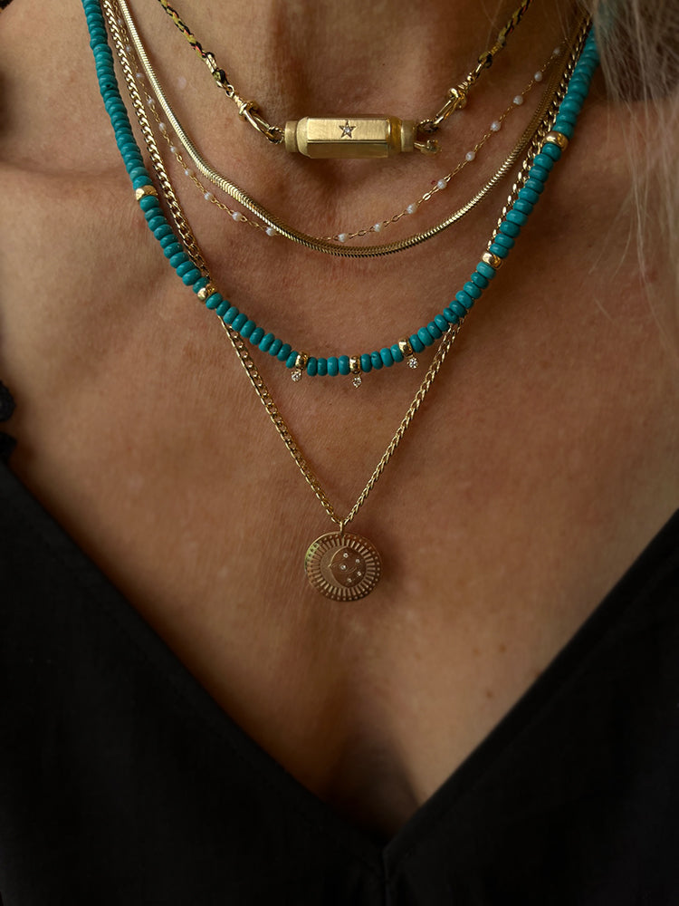 Zoe Chicco 14k Medium Celestial Protection Medallion Curb Chain Necklace