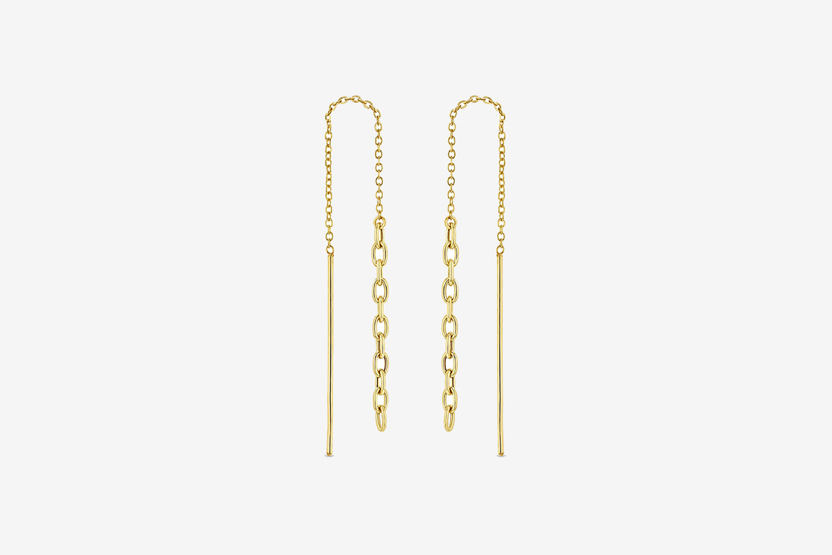 Zoe Chicco 14k Gold Oval Link Chain Threader Earrings