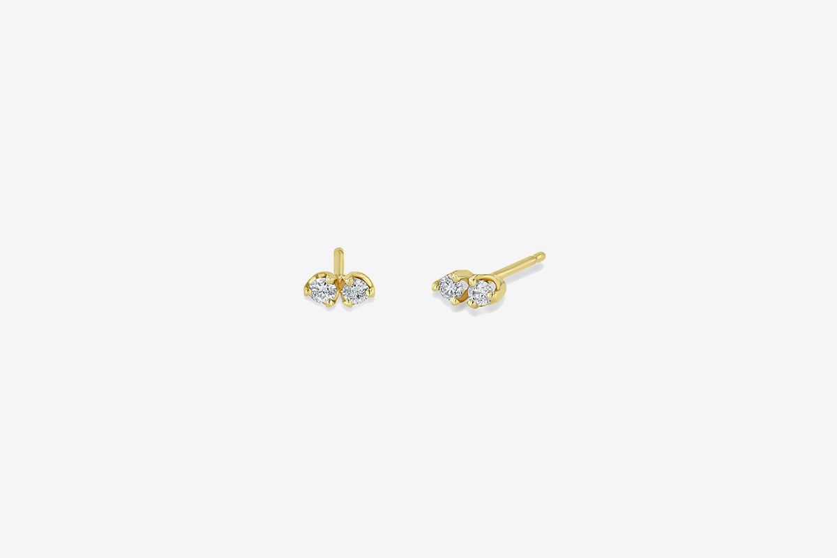 Zoe Chicco 14k Gold Twin Diamond Stud Earrings