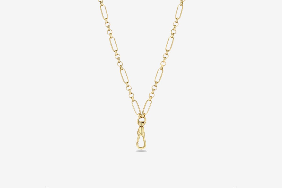 Zoe Chicco 14k Medium Mixed Paperclip & Rolo Chain Fob Necklace