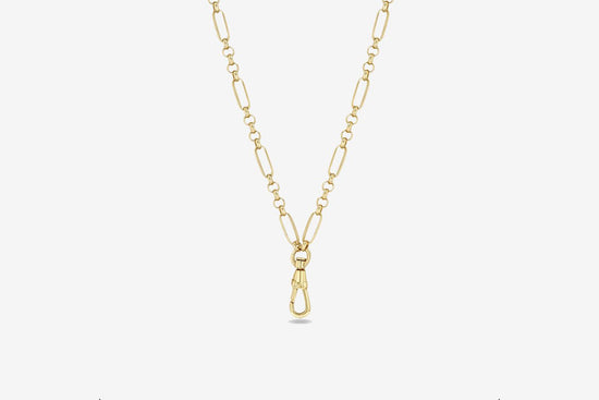 Zoe Chicco 14k Medium Mixed Paperclip & Rolo Chain Fob Necklace