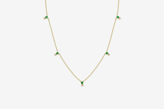 Zoe Chicco 14k Stacked Emerald & Diamond Station Necklace