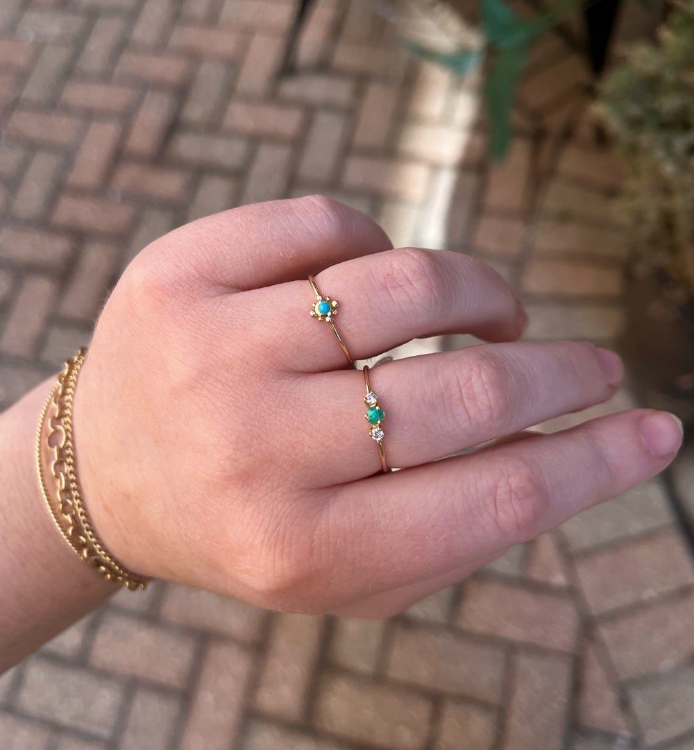 Zoe Chicco 14k Tiny Bead Turquoise Starburst Ring