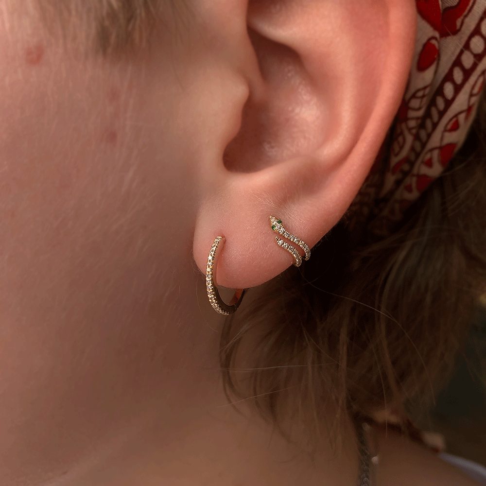 14k Diamond Snake Wrap Stud - Single Earring
