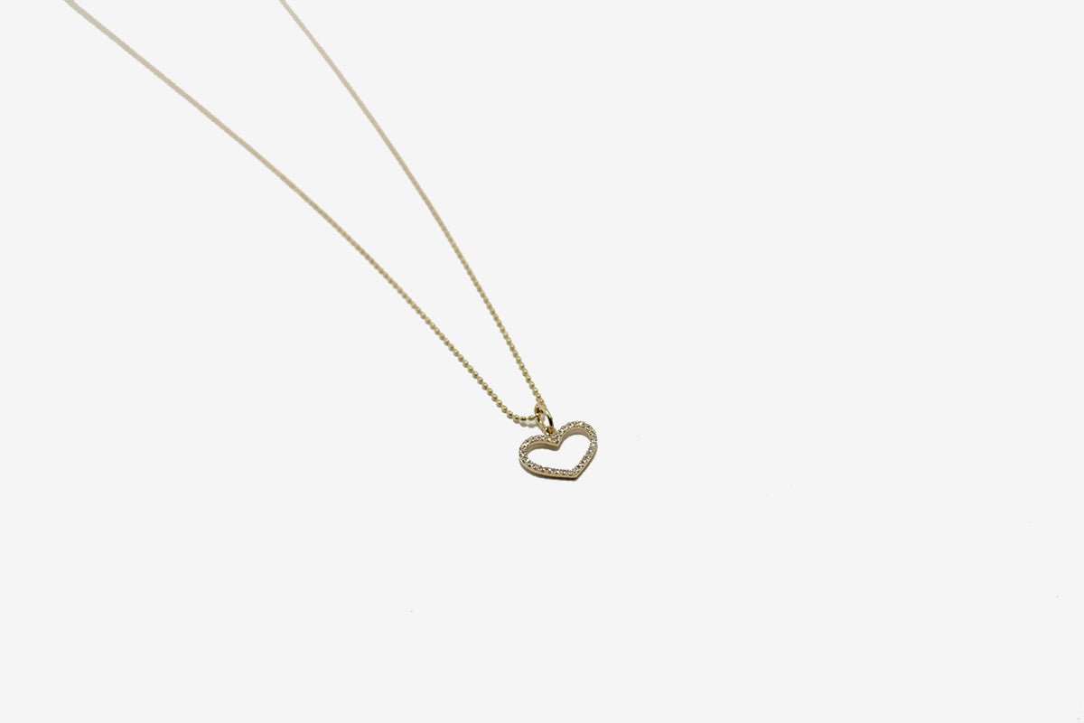 14k Gold Diamond Heart Charm Necklace