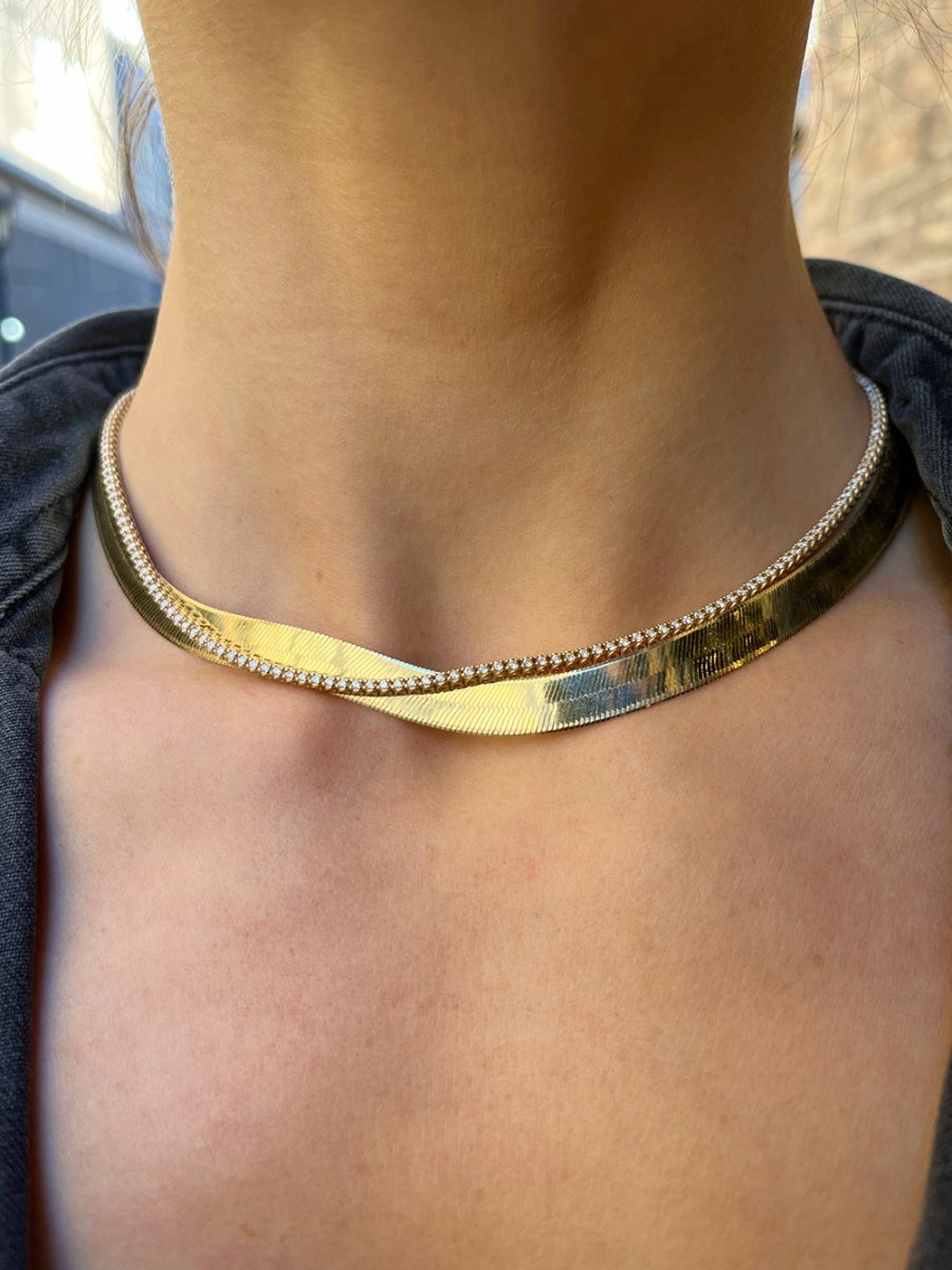 14k Gold Diamond Tennis Necklace