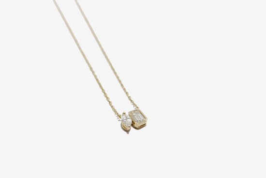 14k Gold Diamond Toi Et Moi Necklace