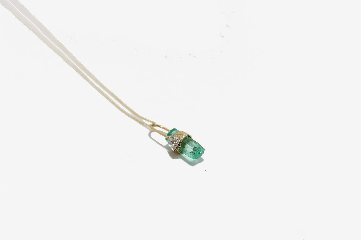 14k Gold Emerald & Diamond Necklace