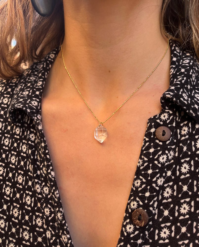 14k Gold Herkimer Quartz Necklace