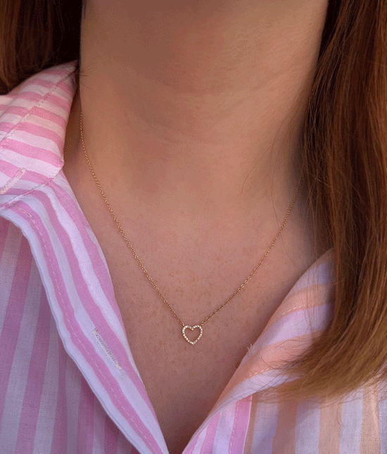 14k Gold Mini Diamond Heart Necklace