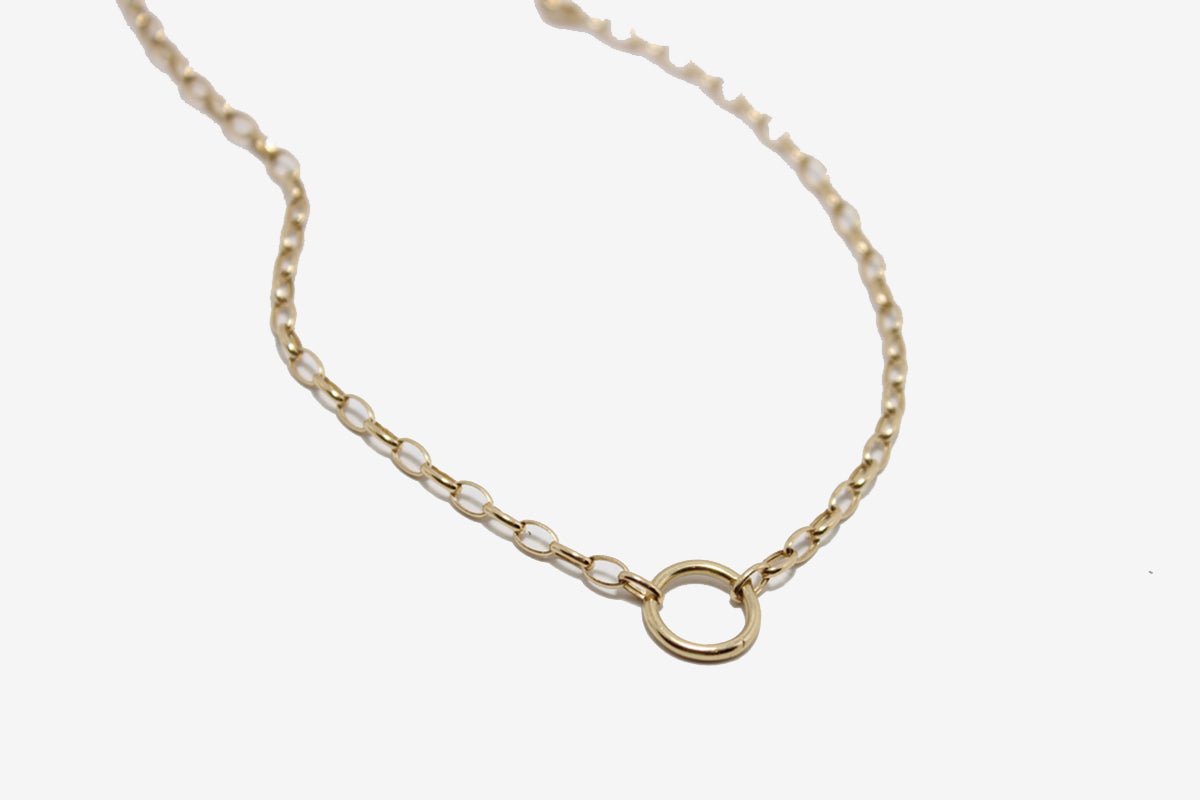 Load image into Gallery viewer, 14k Oval Link Chain + Charm Holder Necklace
