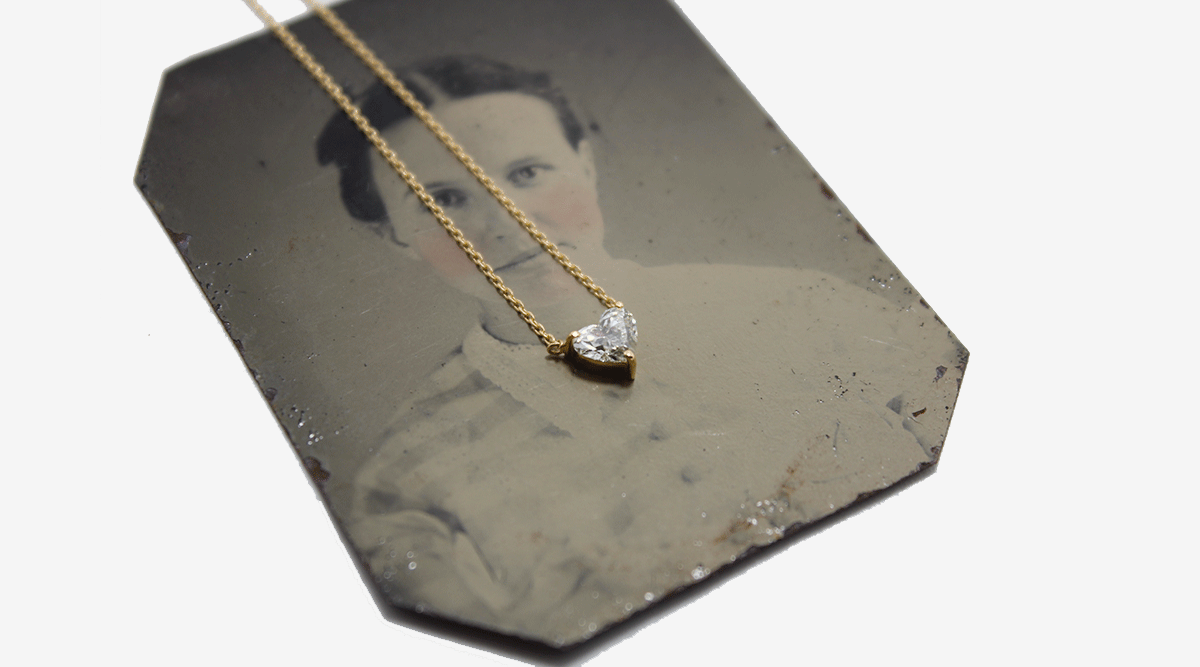 18k Gold Diamond Heart Necklace