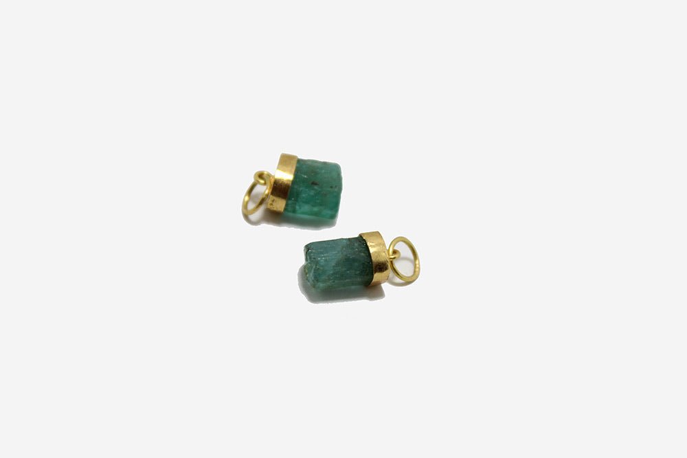 18k Gold Emerald Crystal Charms