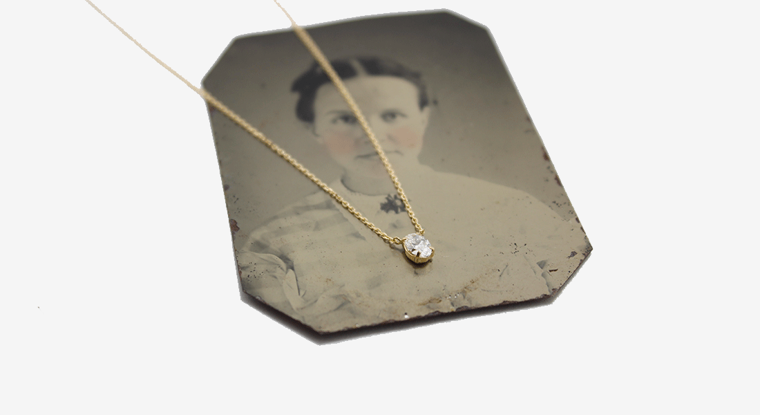 18k Gold Oval Diamond Necklace