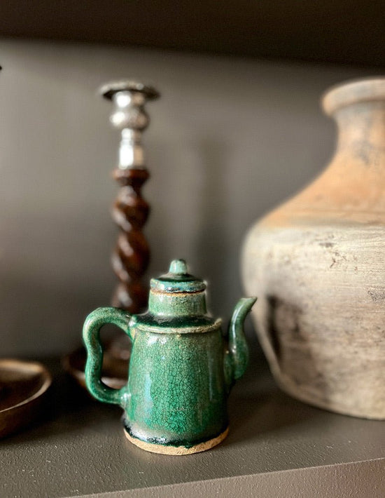 Load image into Gallery viewer, Antique Glazed Green Pitcher
