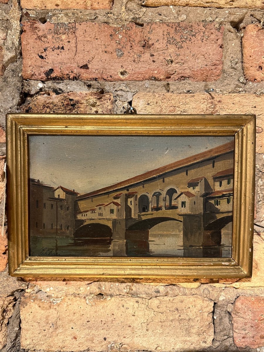 Load image into Gallery viewer, Antique Oil of Ponte Vecchio
