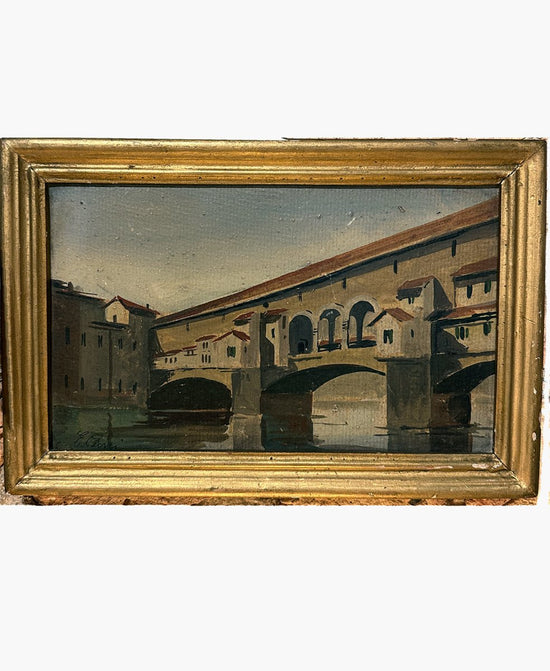 Load image into Gallery viewer, Antique Oil of Ponte Vecchio
